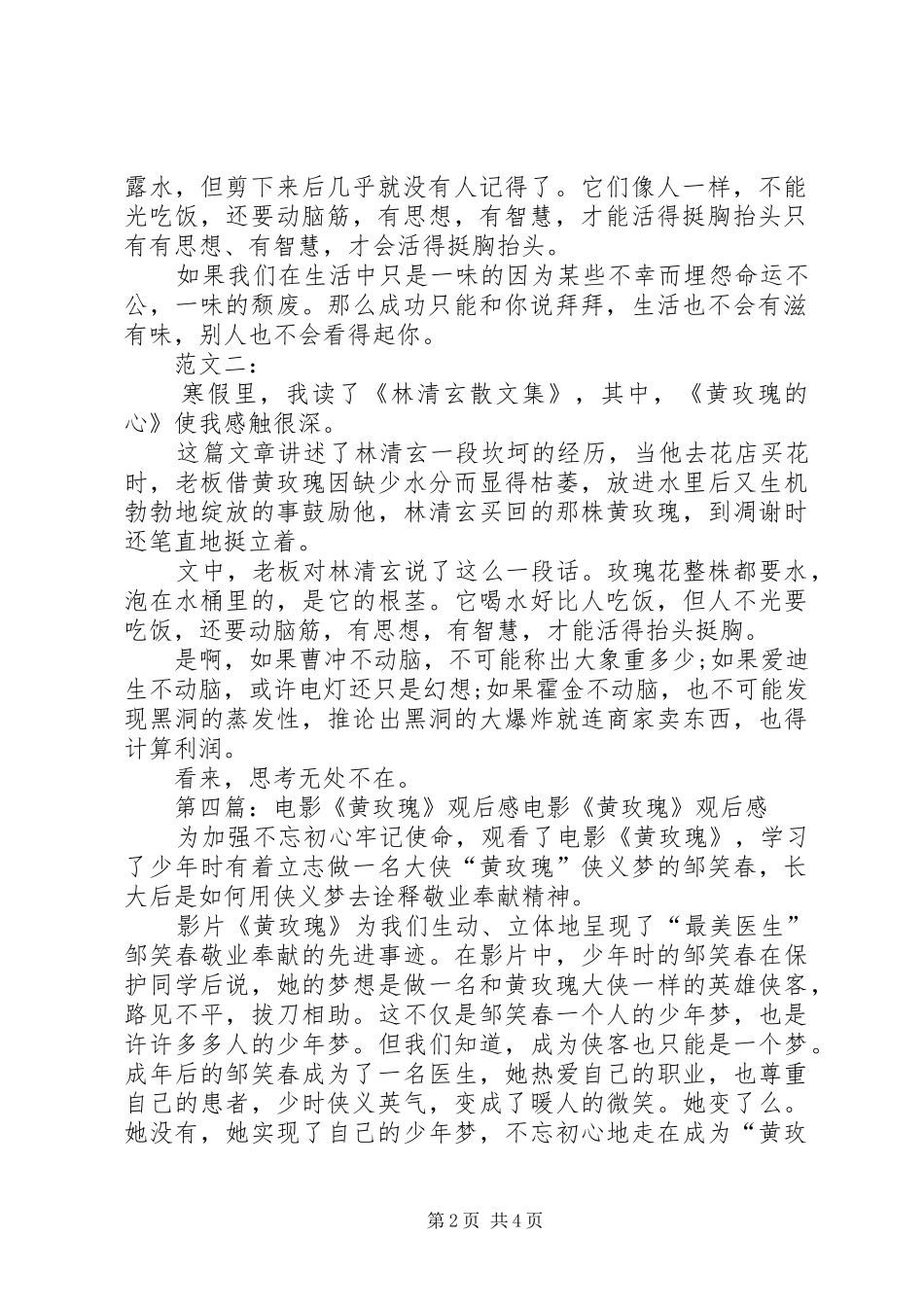 《黄玫瑰》读后感_第2页