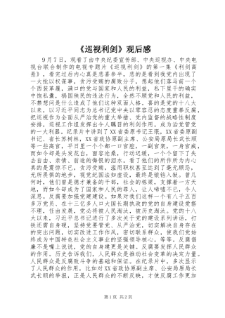《巡视利剑》观后感
