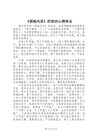 《领袖风采》的培训心得体会