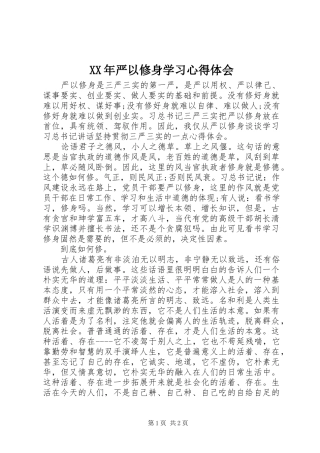 XX年严以修身学习心得体会