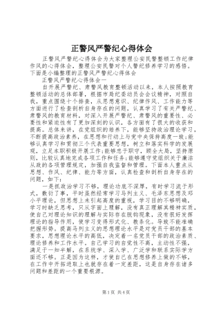正警风严警纪心得体会