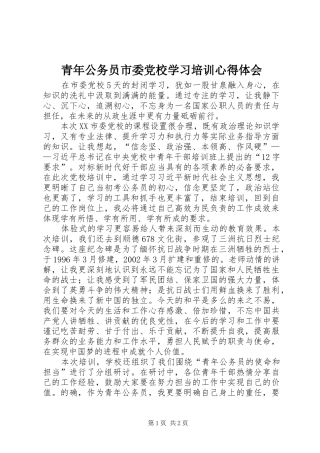 青年公务员市委党校学习培训心得体会