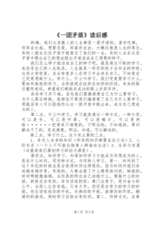 《一团矛盾》读后感