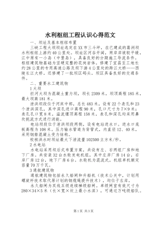水利枢纽工程认识心得范文