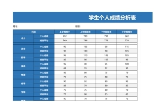 学生个人成绩分析表