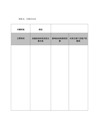 模板3：关键活动表