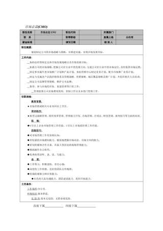 市场总监岗位职责