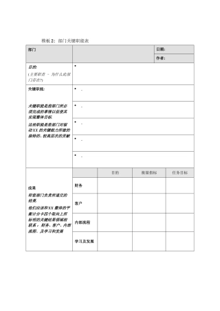 模板2：部门关键职能表