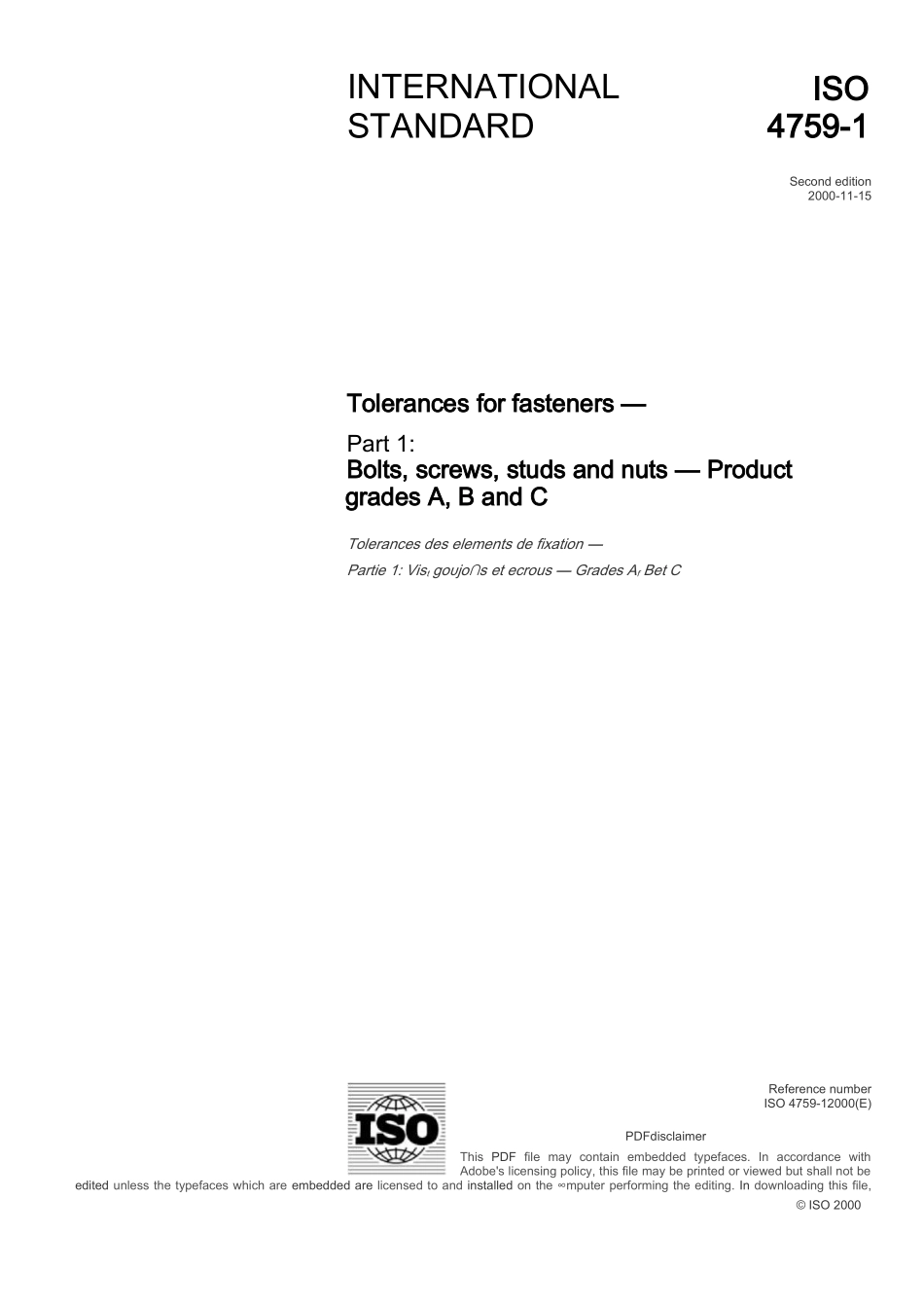 ISO 4759-1原版完整文件_第1页