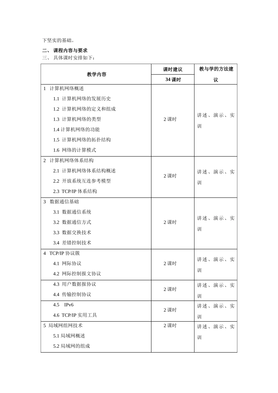 56644计算机网络技术基础（微课版）-课程标准_第2页