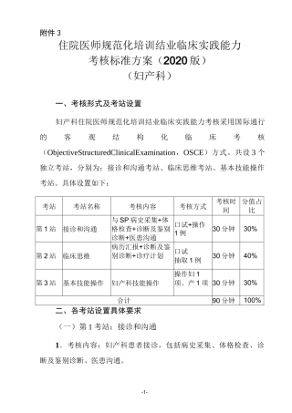 住院医师规范化培训结业-妇产技能考核大纲
