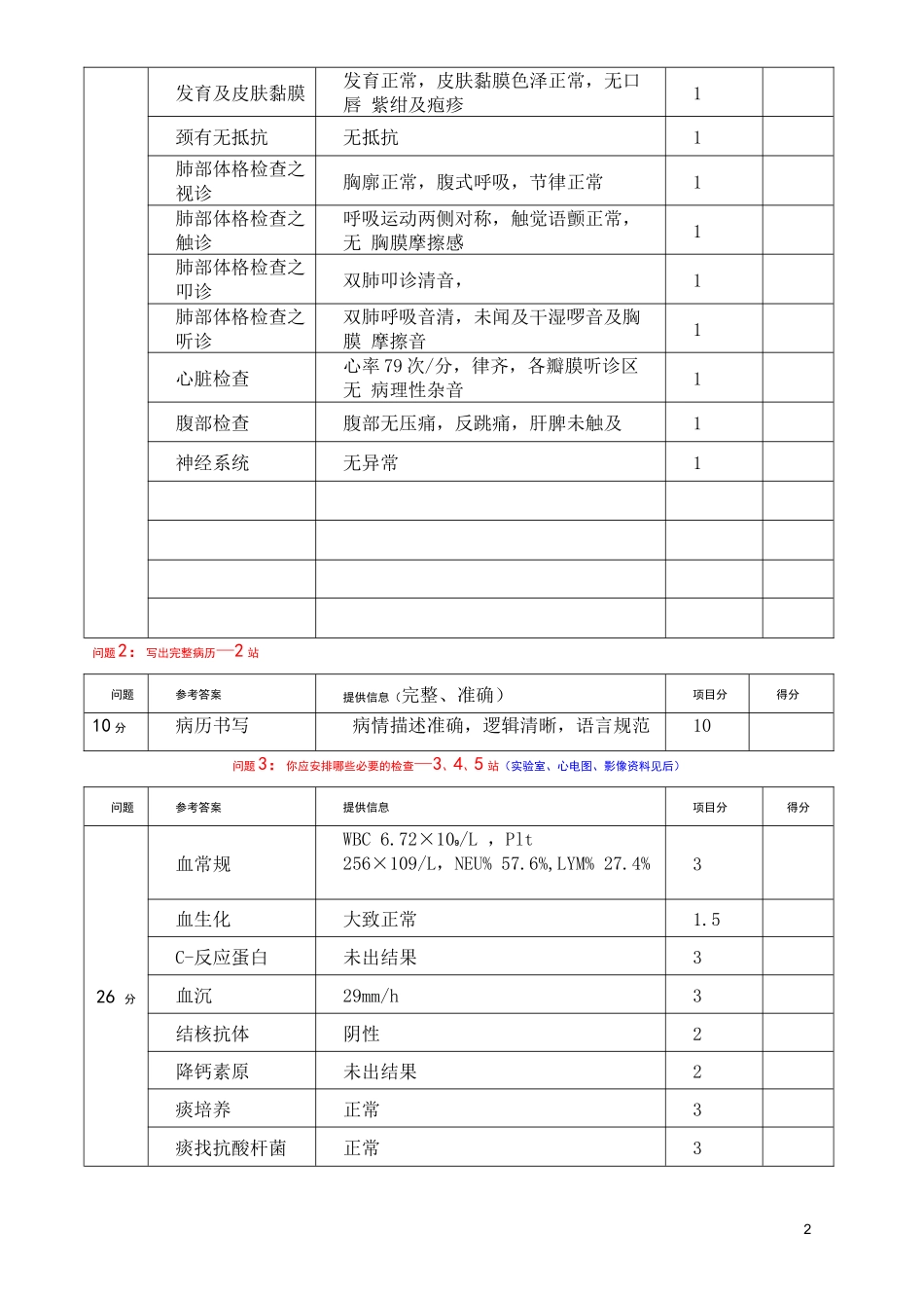 呼吸内科OSCE试卷_第2页