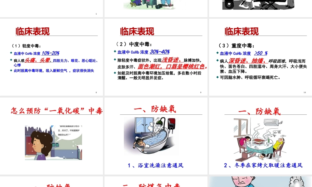 预防“一氧化碳”中毒班会课