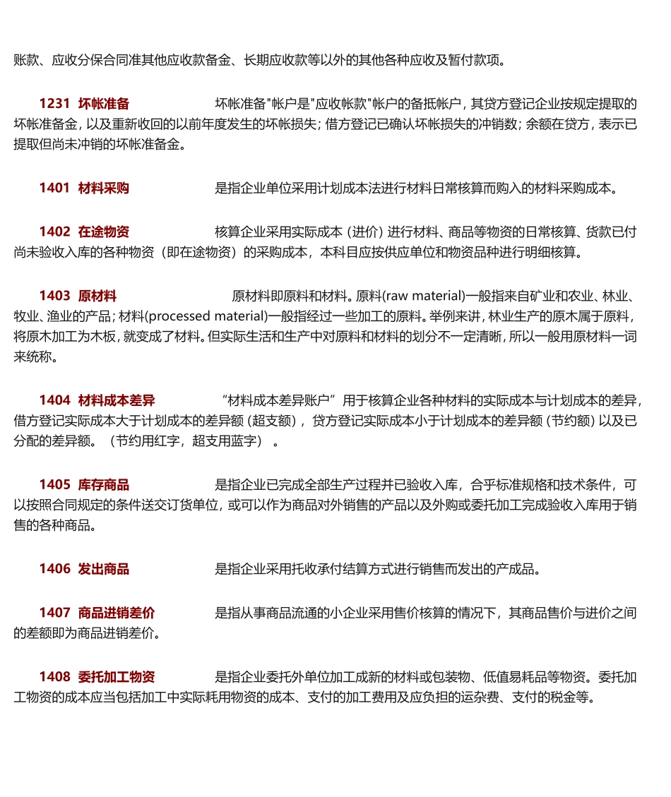 常用会计科目表及详细解释_第2页