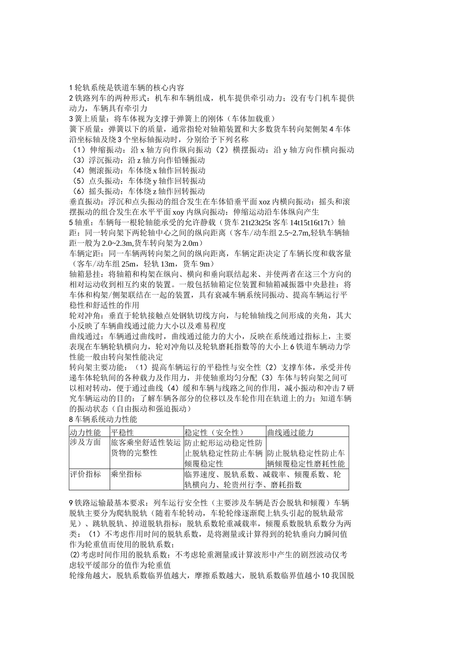 城市轨道动力学知识点整理_第1页