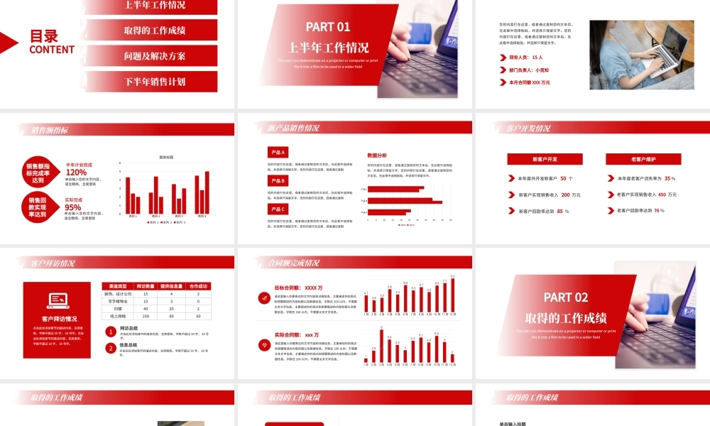 销售部经理年中工作总结PPT模板