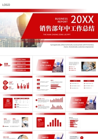 销售部经理年中工作总结PPT模板