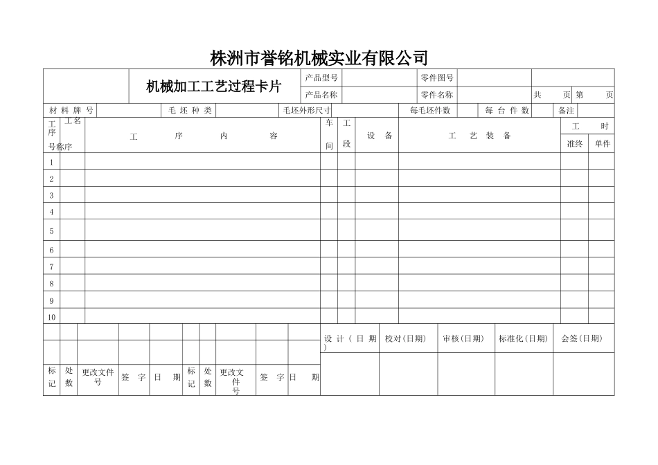 机加工工艺过程卡-机械加工工序卡_第1页