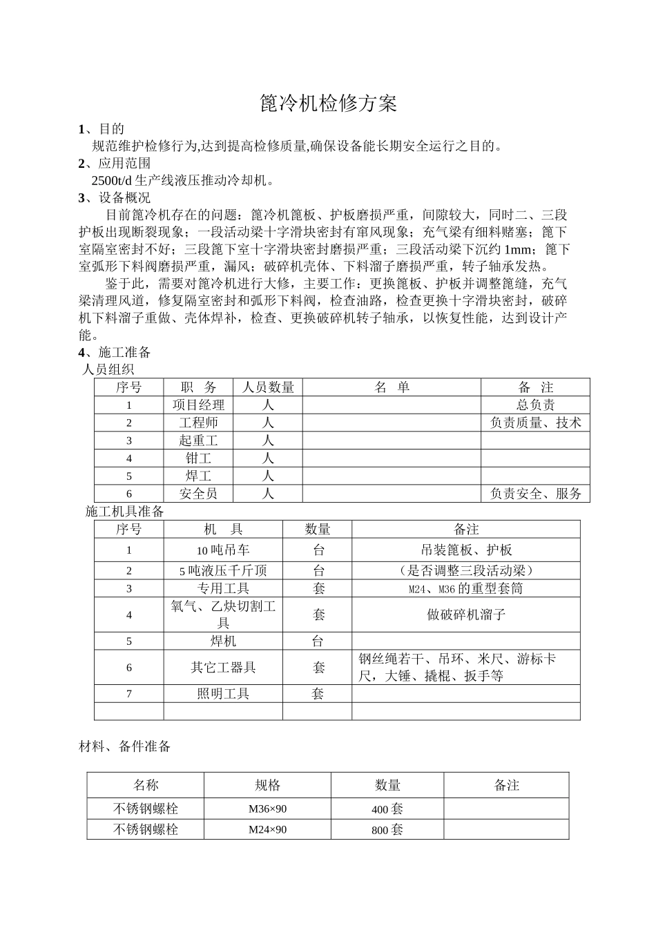 篦冷机检修方案_第2页