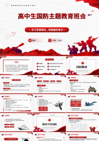 高中生国防主题教育班会----—学习军事理论增强国防意识课件