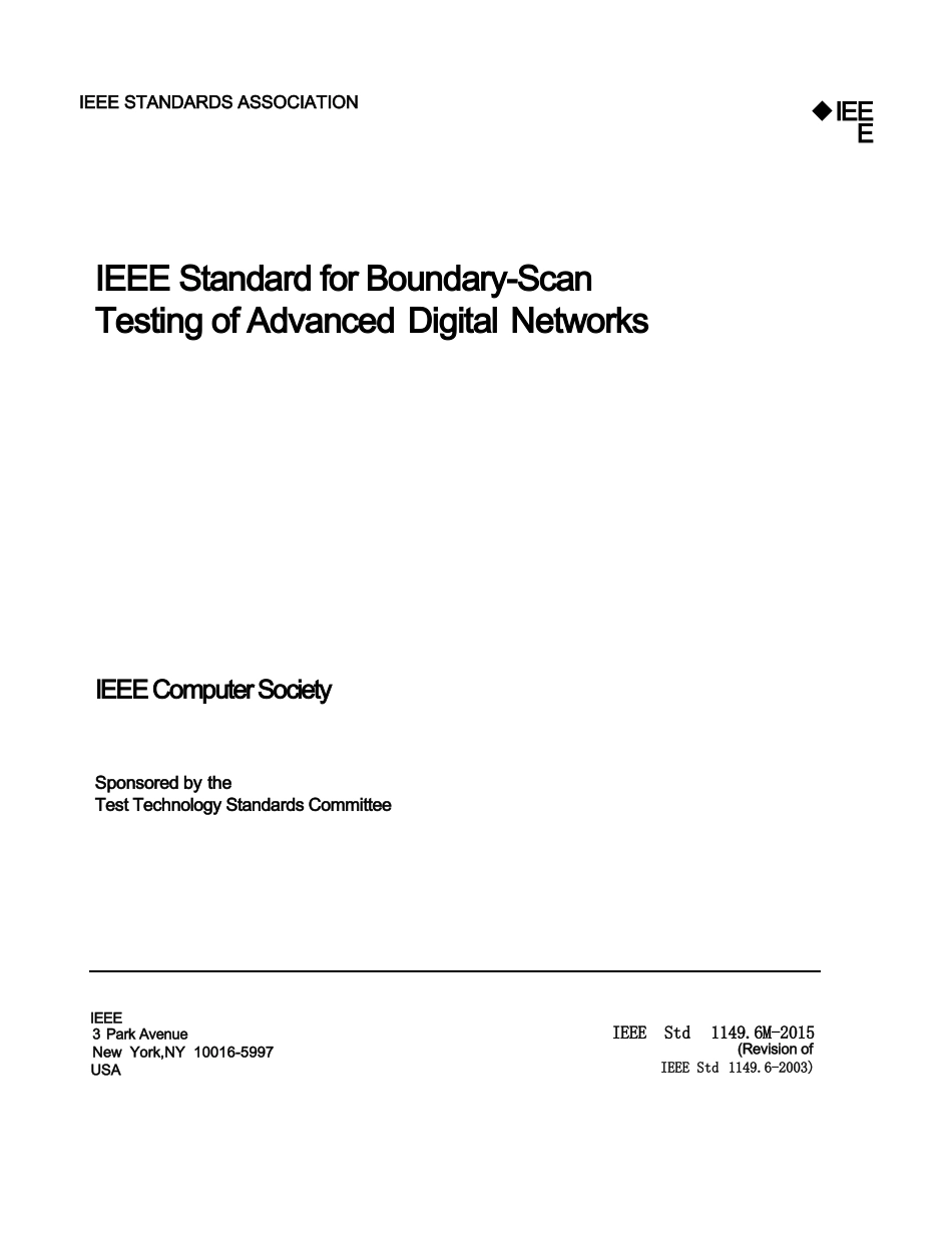 IEEE Std 1149.6-2015 IEEE Standard for Boundary-Scan Testing of Advanced Digita（原版完整文件）_第1页
