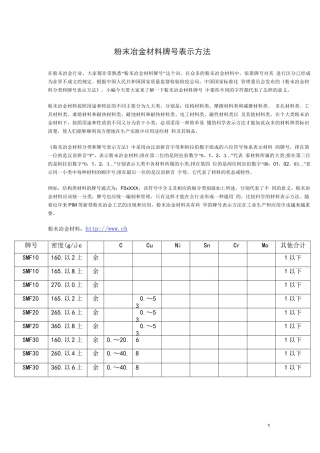 粉末冶金材料的分类和牌号表示方法综合版
