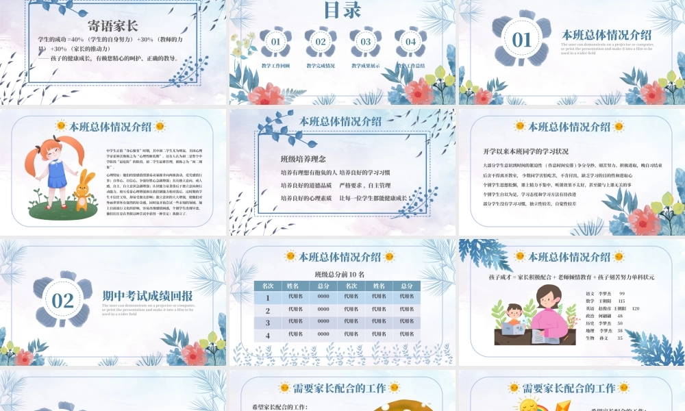 中学生期中考试家长会