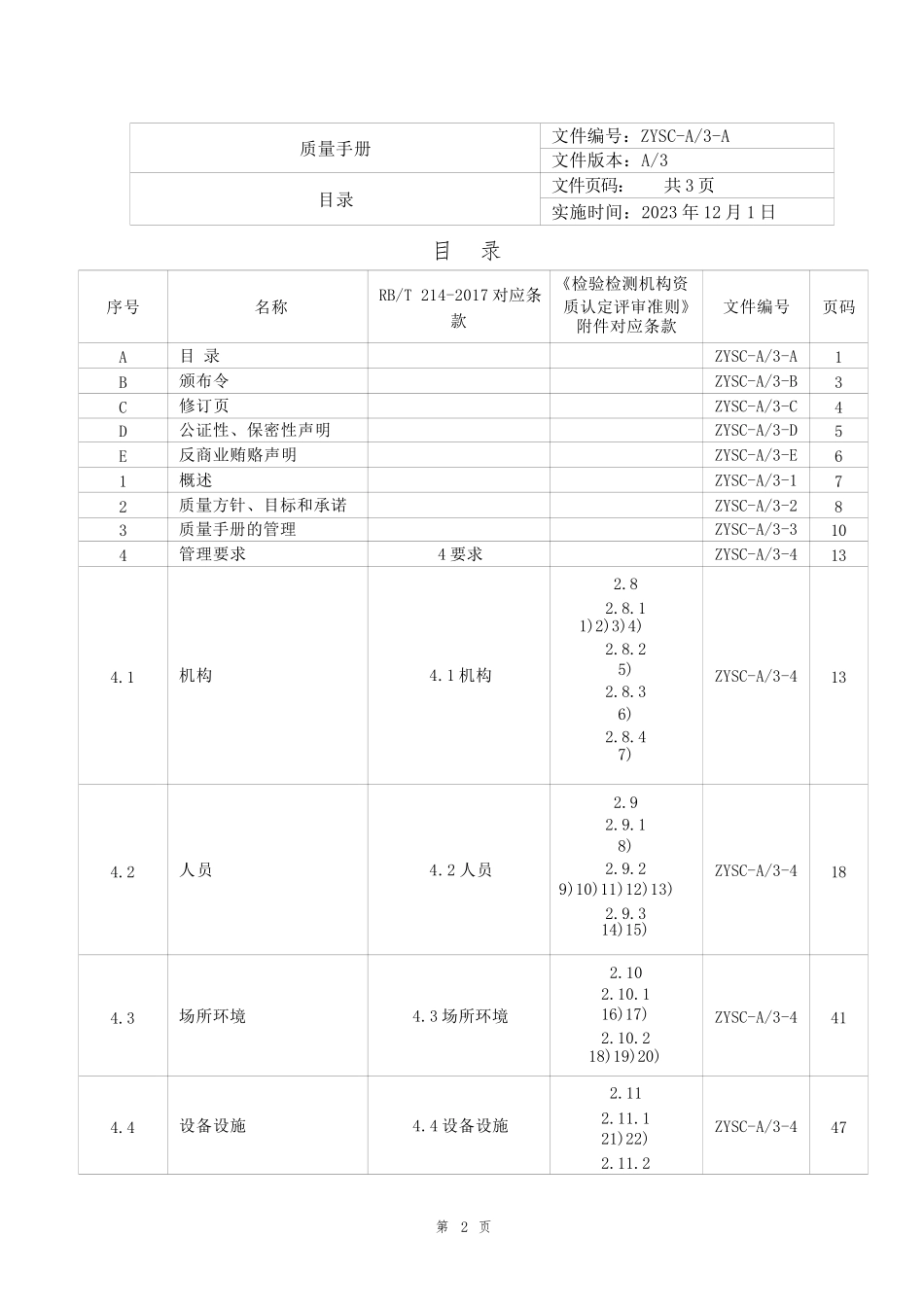 机动车检测机构质量体系文件合集（质量手册程序文件记录表格）_第3页