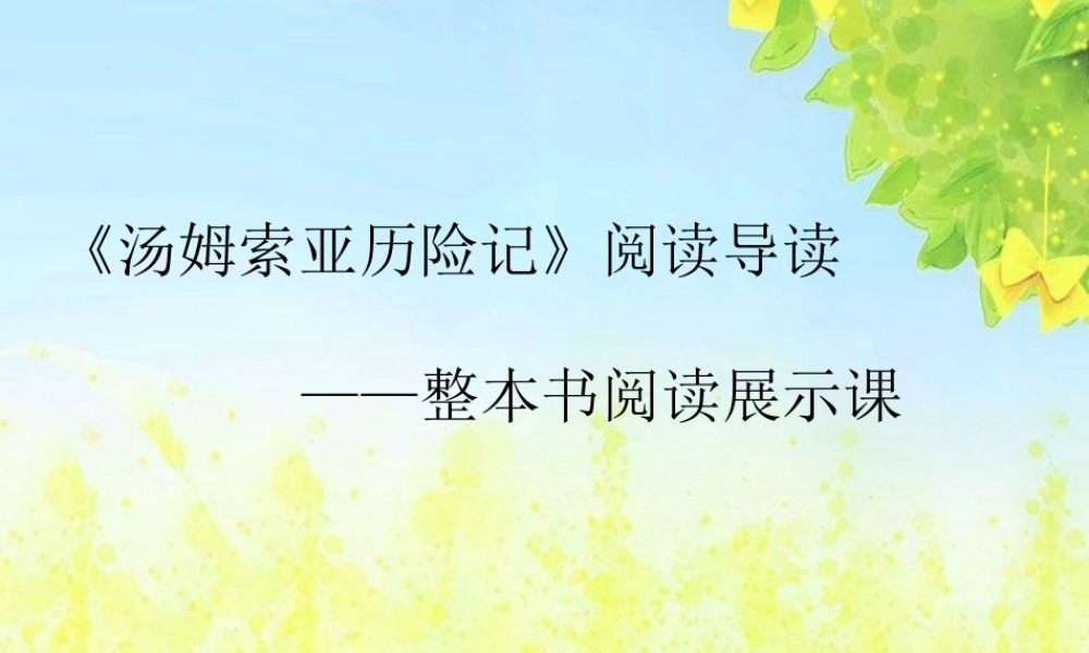 《汤姆索亚历险记》阅读导读课件