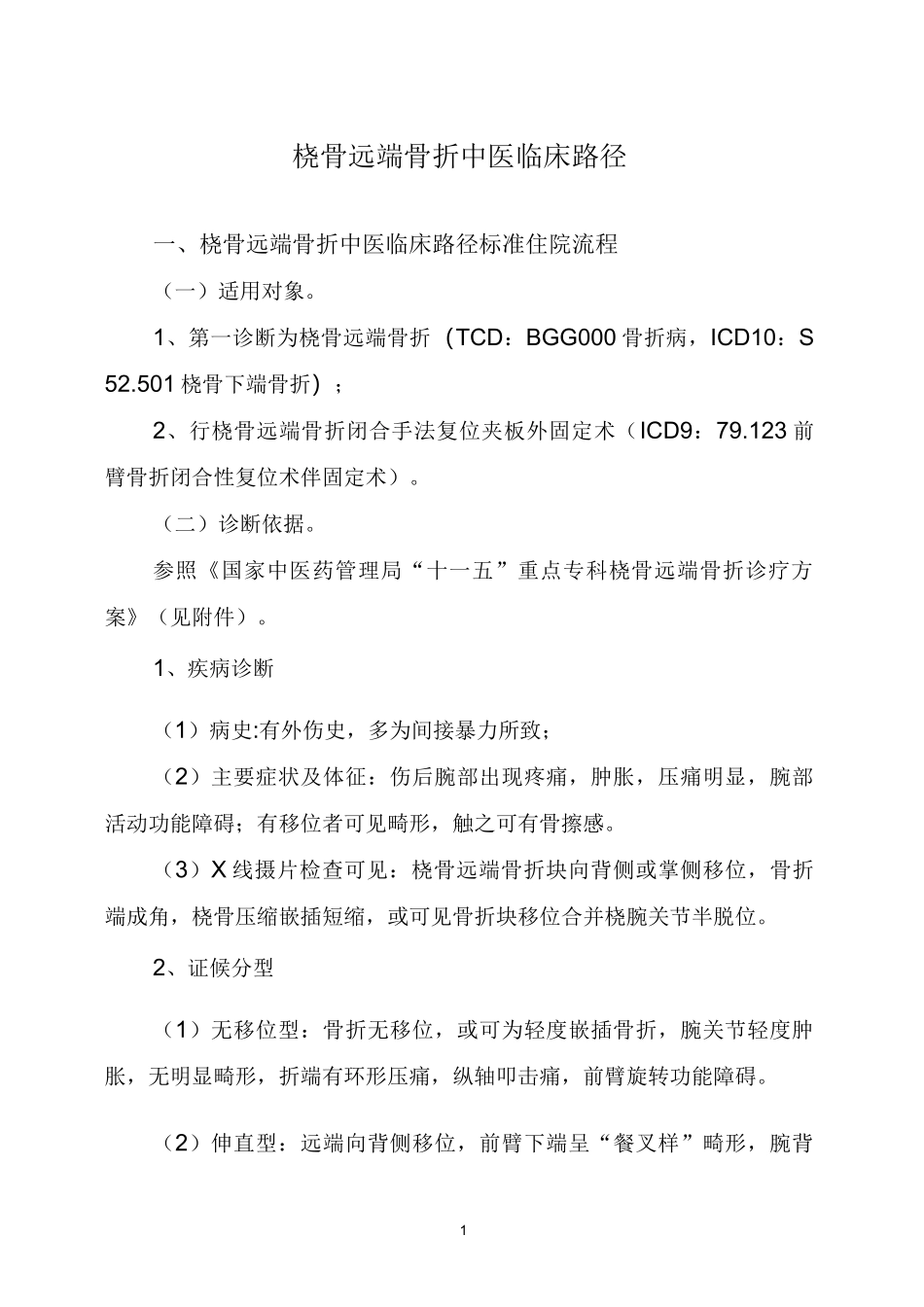 桡骨远端骨折中医临床路径_第1页