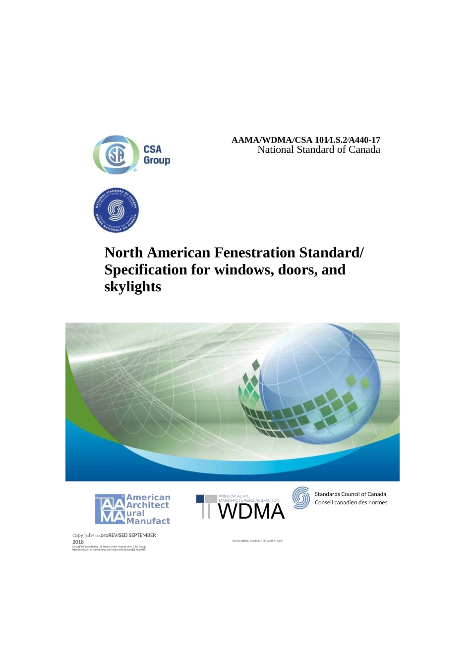 CSA AAMA WDMA CSA 101 I.S.2 A440-17原版完整文件_第1页