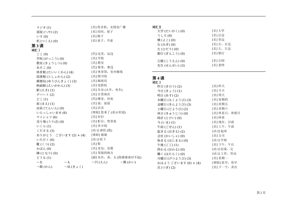 旧版标准日语初级词汇表-上下册_第2页