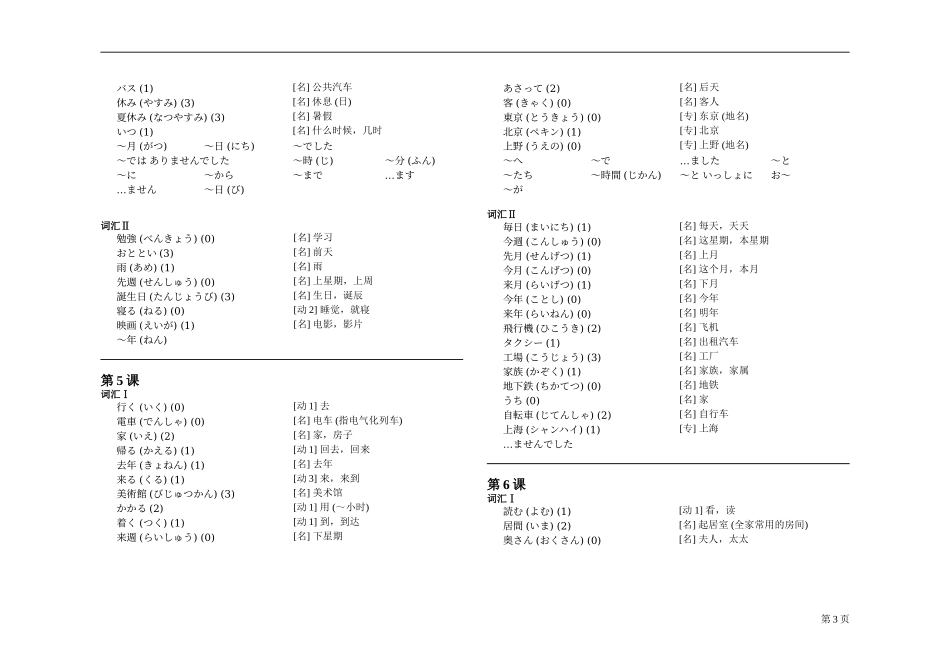 旧版标准日语初级词汇表-上下册_第3页