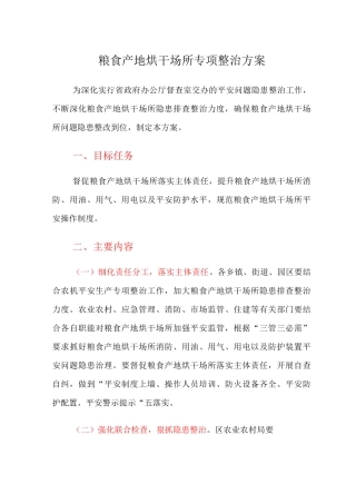 粮食产地烘干场所专项整治方案