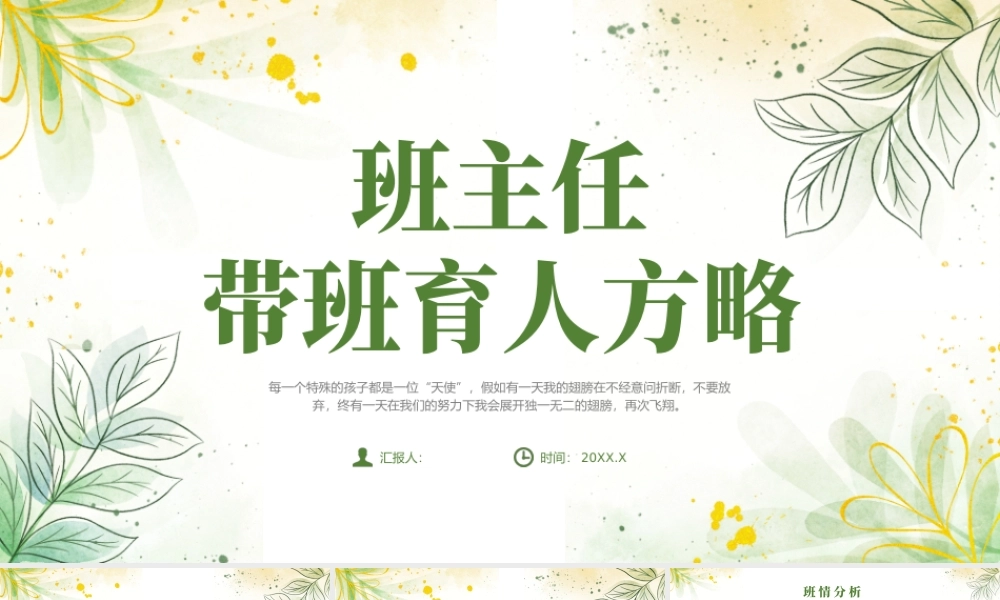 班主任带班育人方略