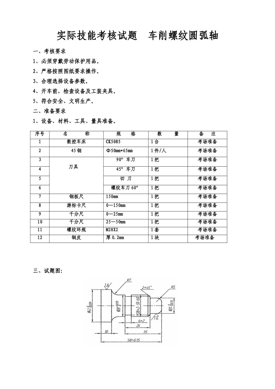 数控车工技能考核标准_第1页