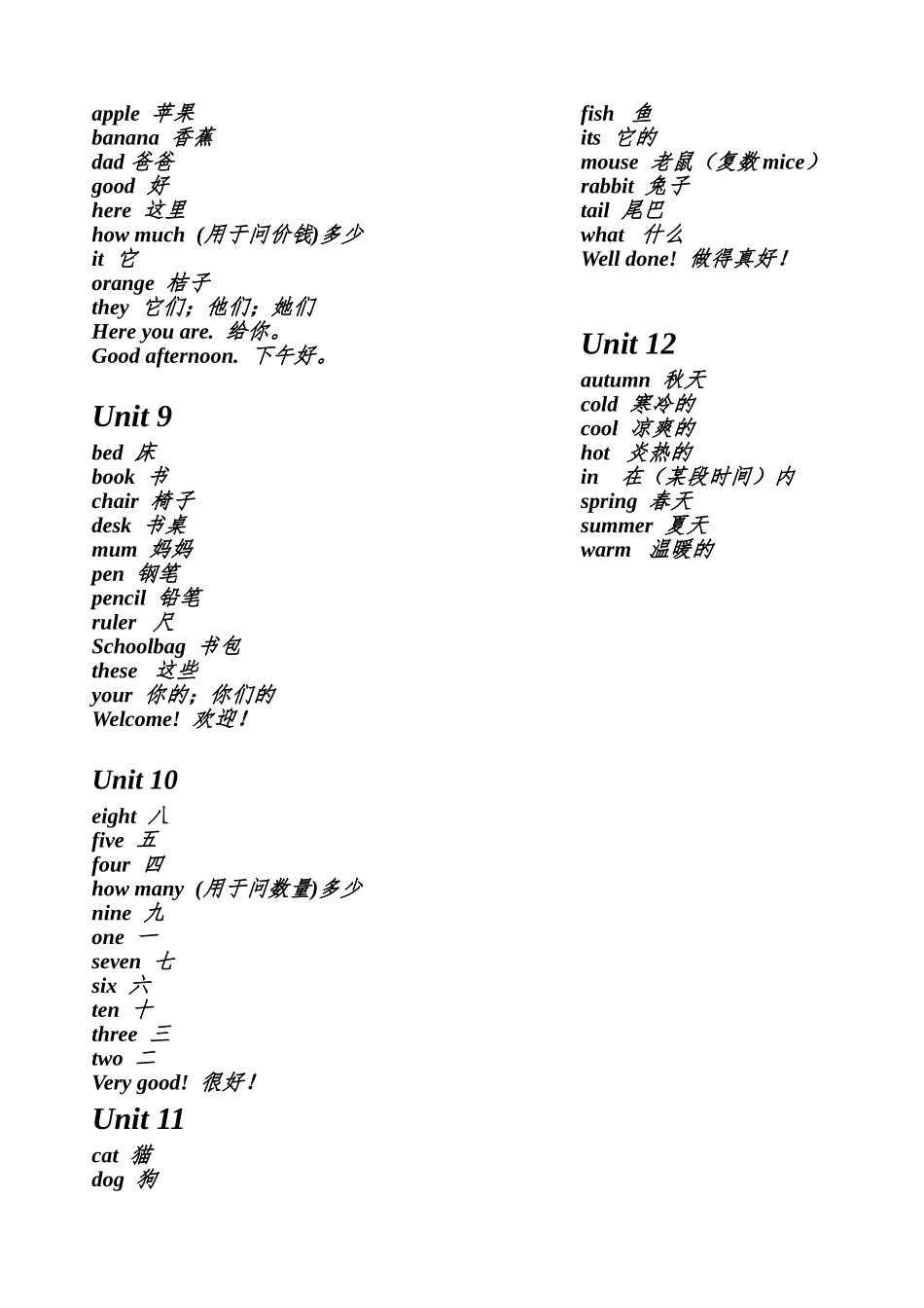 沪教牛津版小学三年级英语上单词表(按单元排列)_第2页