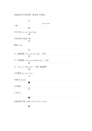 常用洗水唛洗涤标图标文档