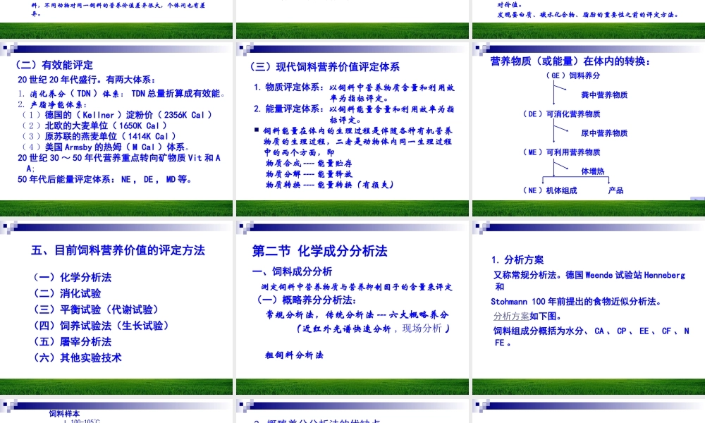 饲料营养价值的评定