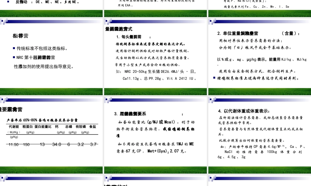 第十章 营养需要与饲养标准