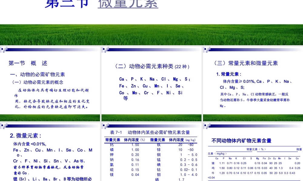 矿物元素与动物营养