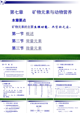 矿物元素与动物营养