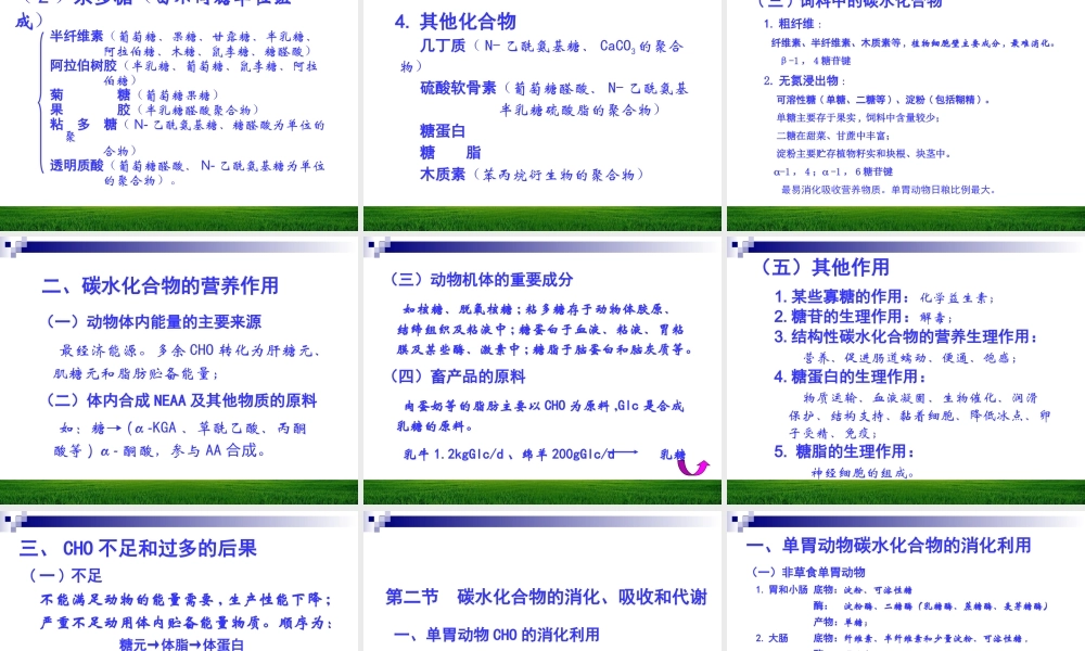 碳水化合物与动物营养