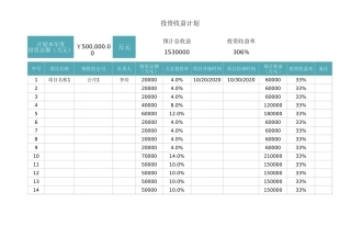 投资收益计划模板