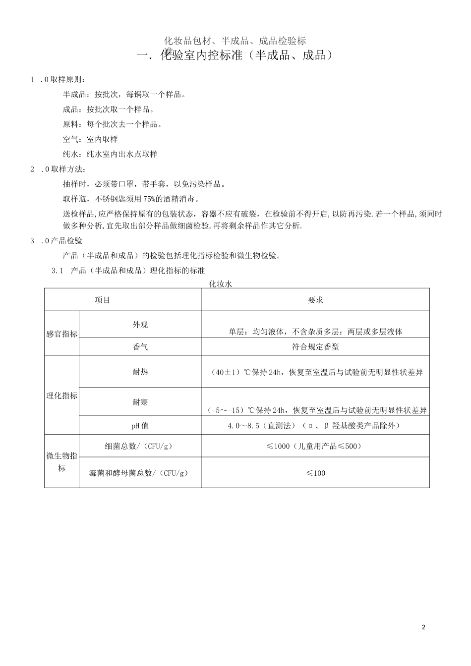 化妆品包材、半成品、成品检验标准_第2页