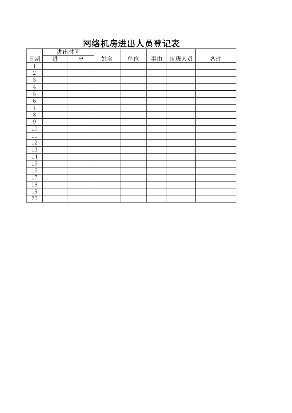 网络机房进出人员登记表完整_第1页