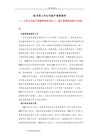 30多家上市公司破产重整案例(整理稿)