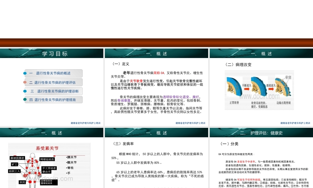 老年退行性骨关节病患者的护理课件