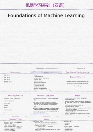 FAFU机器学习 01 Basics of Python课件