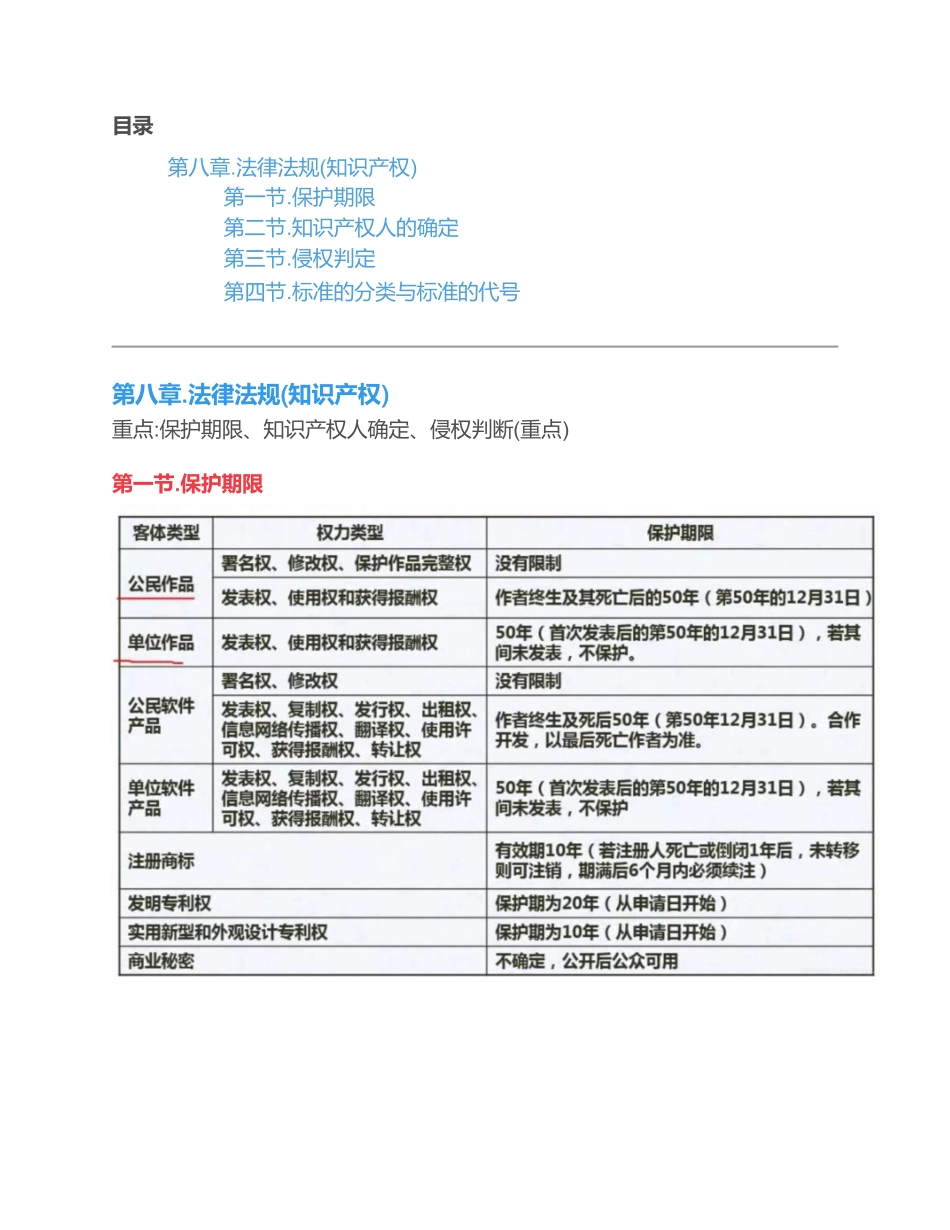 计算机软件法律法规(软件设计师备考笔记)_第1页